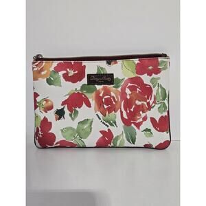 Dooney & Bourke Botanical Floral White Pouch Clutch Cosmetic Bag